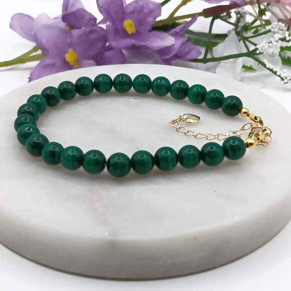 Minimalist Bracelet with Rare Natural Malachite - Picture 10 of 13